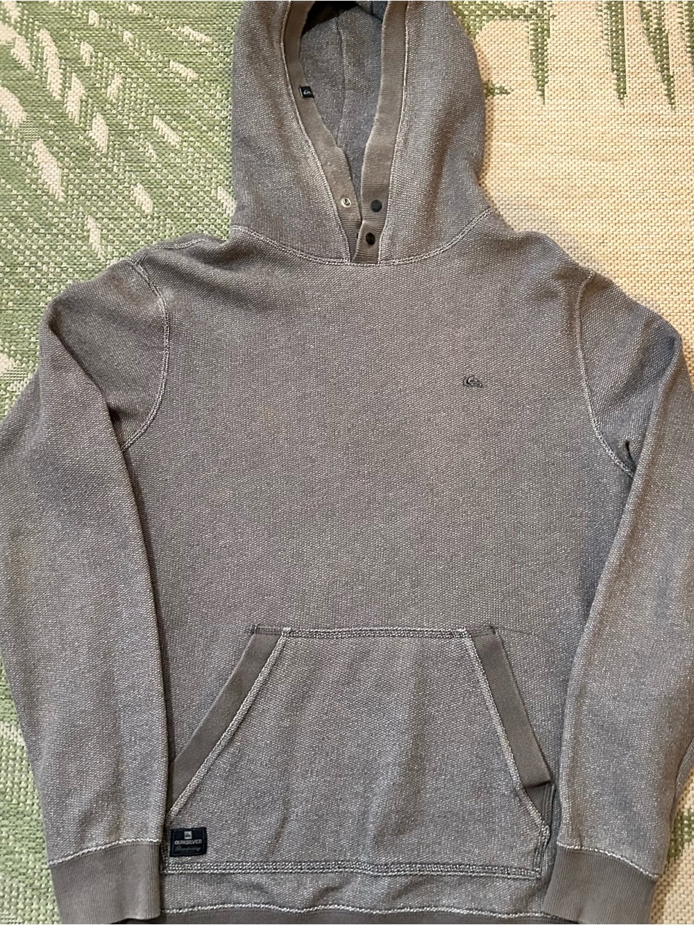 Quiksilver Men's Gray Crewneck Hoodie with tag logos size M